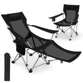 Sunula Klappbarer Campingstuhl, Liegestuhl 2-in-1, Belastbar bis 100 kg, Abnehmbare Fußablage, Getränkehalter, Tragetasche, Leicht, Verstellbare Rückenlehne, Für Angeln, Strand, Camping, Garten, Outdoor